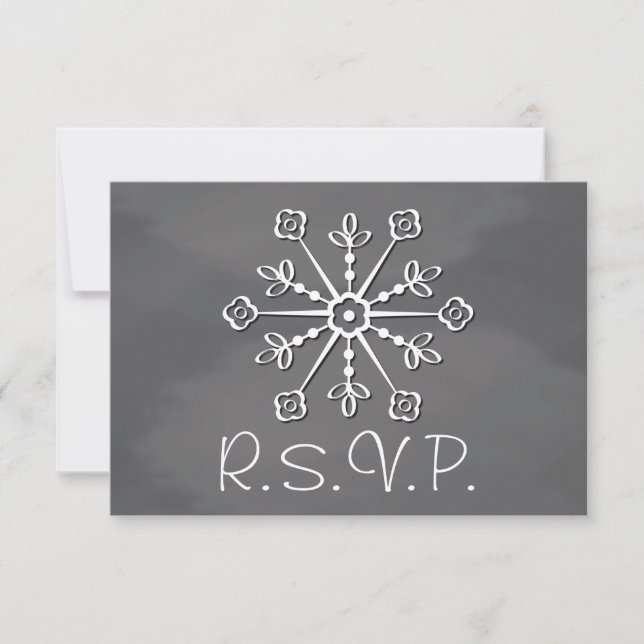 Chalkboard Snowflake Wedding RSVP Response Card (Front)