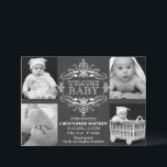 Chalkboard Snowflake Winter Multiple Photo Card<br><div class="desc">© 2013 Socialite Designs. Announce the birth or your new baby with this elegant calligraphy / script banner and four (4) photo chalkboard-look card. Replace the template photos with your own. This 4-photo birth announcement card makes a beautiful keepsake for your family and friends. If you require help with customizing,...</div>