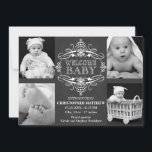 Chalkboard Snowflake Winter Multiple Photo Card<br><div class="desc">© 2013 Socialite Designs. Announce the birth or your new baby with this elegant calligraphy / script banner and four (4) photo chalkboard-look card. Replace the template photos with your own. This 4-photo birth announcement card makes a beautiful keepsake for your family and friends. If you require help with customizing,...</div>