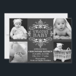 Chalkboard Snowflake Winter Multiple Photo Card<br><div class="desc">© 2013 Socialite Designs. Announce the birth or your new baby with this elegant calligraphy / script banner and four (4) photo chalkboard-look card. Replace the template photos with your own. This 4-photo birth announcement card makes a beautiful keepsake for your family and friends. If you require help with customizing,...</div>