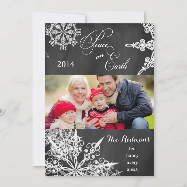 Chalkboard Snowflakes Christmas Photo Card (Front)