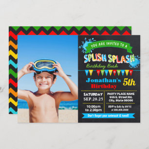 Chalkboard Splish splash birthday bash party Invitation