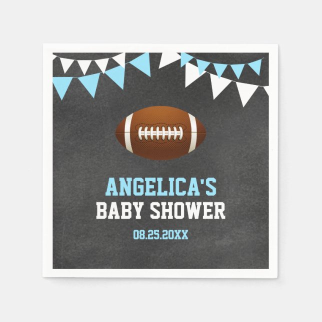 Chalkboard Sports FOOTBALL Theme Baby Shower Napkin (Front)