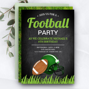 Chalkboard Sports Kids Football Birthday Party Invitation