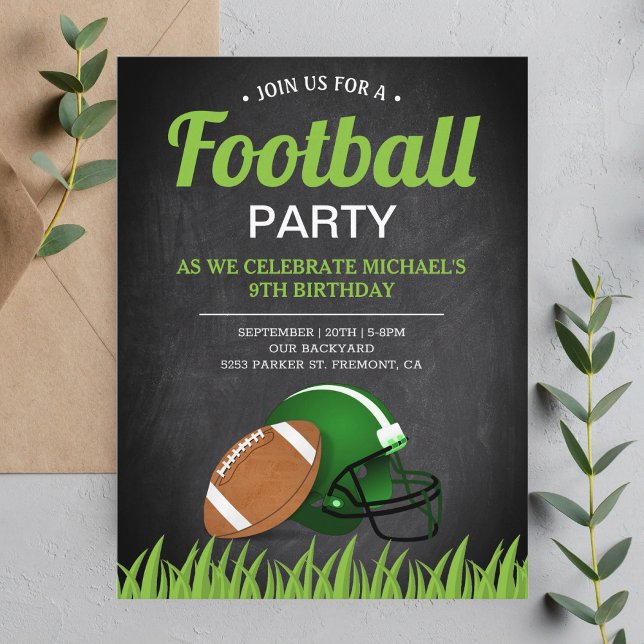 Chalkboard Sports Kids Football Birthday Party Invitation Postcard (Creator Uploaded)