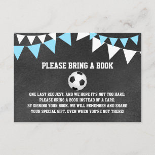 Chalkboard Sports SOCCER Bring a BOOK baby shower Enclosure Card