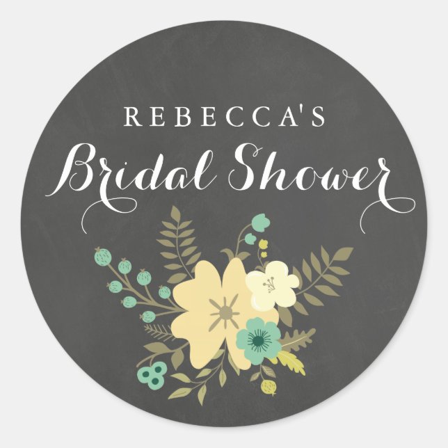 Chalkboard Spring Foliage Bridal Shower Sticker (Front)