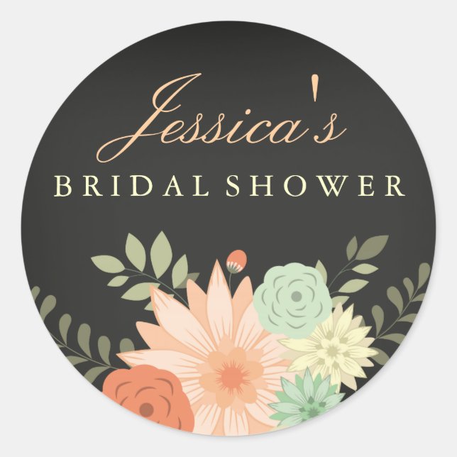Chalkboard Spring Foliage Bridal Shower Sticker (Front)