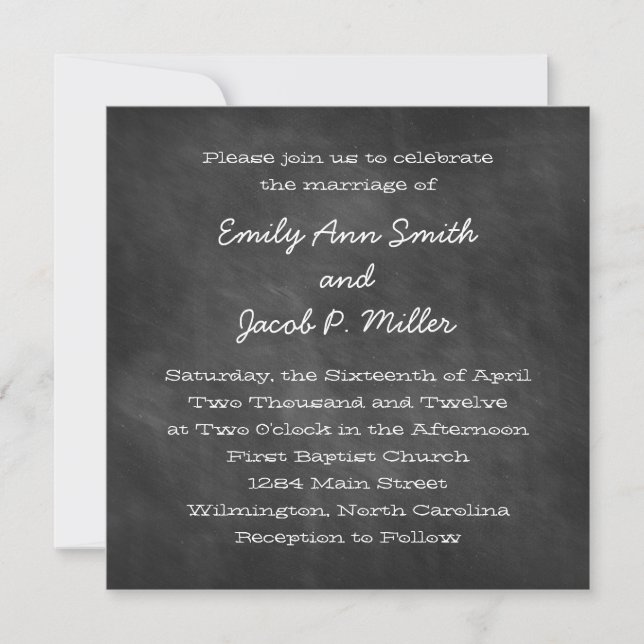 Chalkboard Square Wedding Invitations (Front)