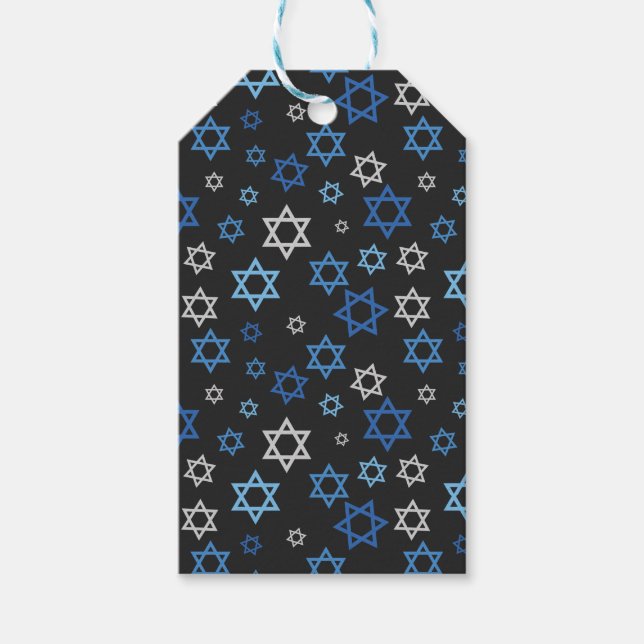 Chalkboard Star of David Hanukkah Gift Tag (Front)