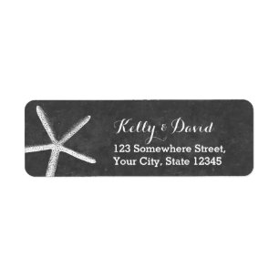 Chalkboard Starfish Beach Wedding Return Address Label