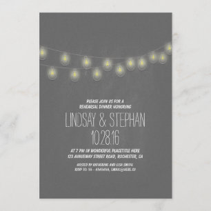 chalkboard string lights rehearsal dinner invites