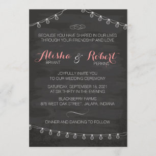 Chalkboard String Lights Rustic Country Invitation