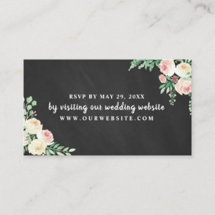 Chalkboard string lights wedding RSVP website card