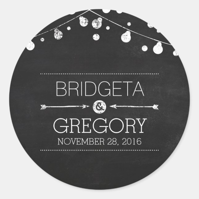 chalkboard string lights wedding stickers (Front)