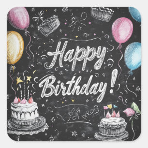 Chalkboard style birthday design  square sticker