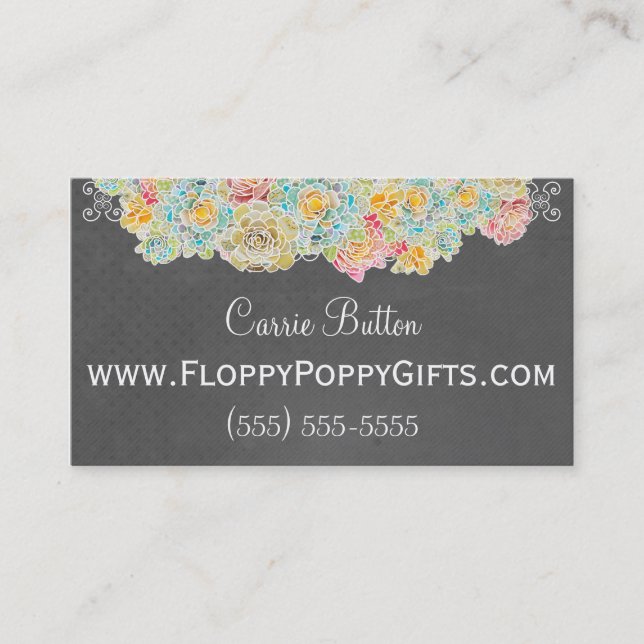 Chalkboard Style Calling Card w/ Floral Accent - (Front)