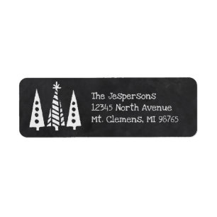 Chalkboard Style Christmas Trees Return Address Label