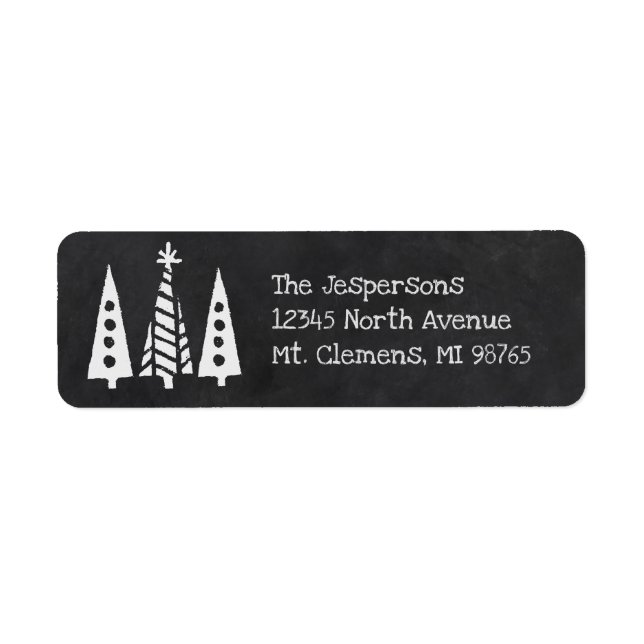 Chalkboard Style Christmas Trees Return Address Label (Front)