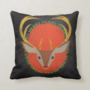 Chalkboard Style Merry Reindeer Cushion