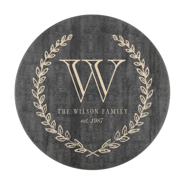 Chalkboard Style Monogram Cutting Board (Front)