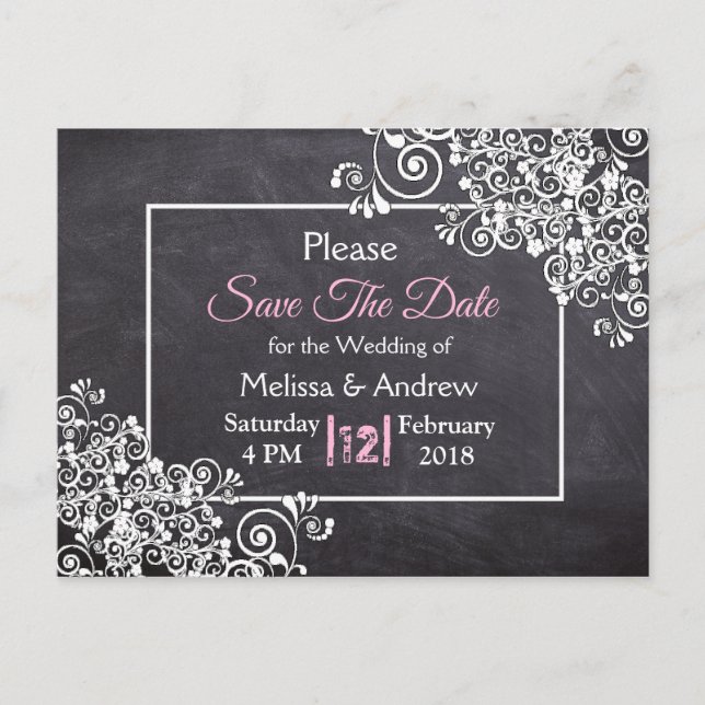 Chalkboard Style Save the Dates postcards (Front)