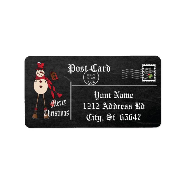 Chalkboard Style Snowan Label (Front)