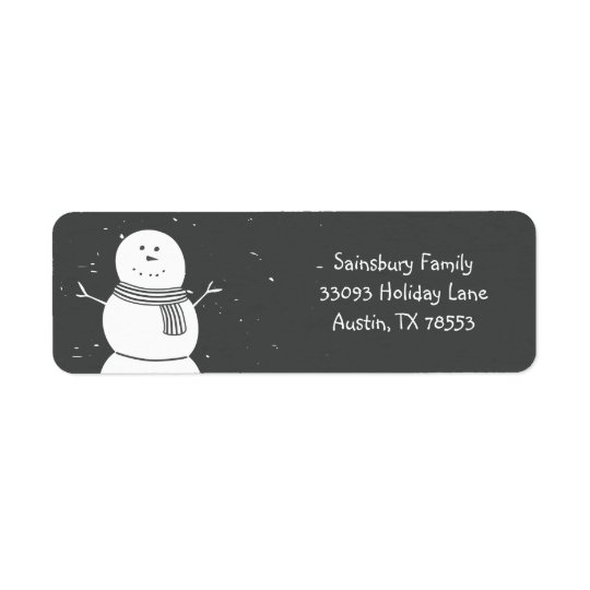 Chalkboard Style Snowman Christmas Card Return Address Label