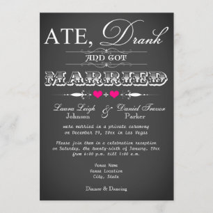 Chalkboard Style Wedding Reception Only Invite