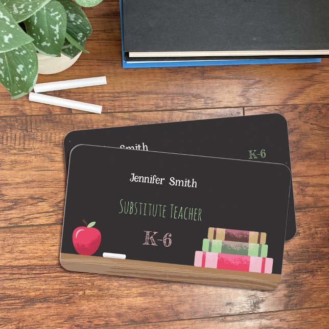 Chalkboard Substitute Teacher Rounded Contact Card (Creator Uploaded)