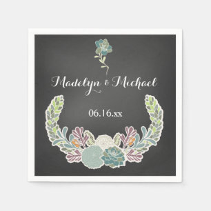 Chalkboard Succulents Wedding Paper Napkins