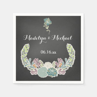 Chalkboard Succulents Wedding Paper Napkins