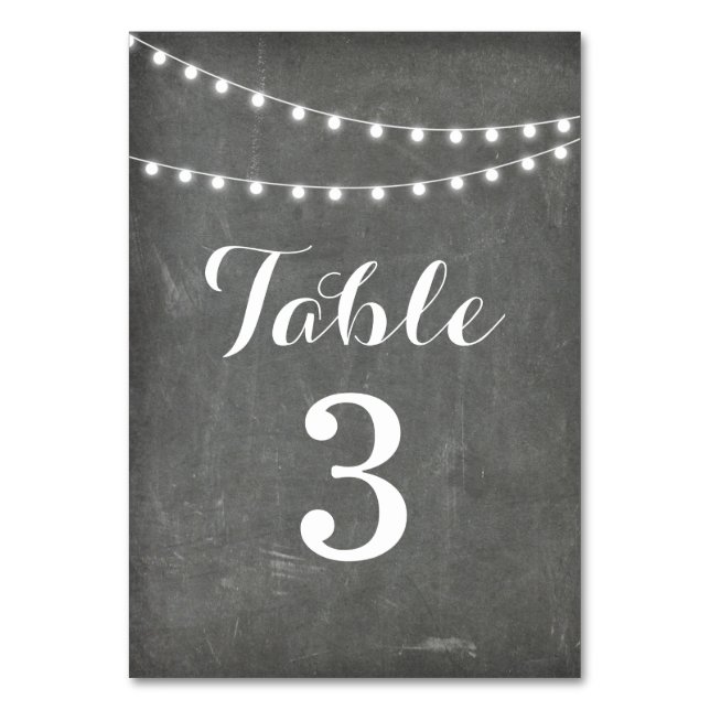 Chalkboard Summer String Light Table Number (Front)