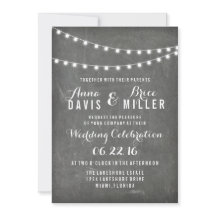 Chalkboard Summer String Light Wedding Invites
