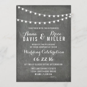 Chalkboard Summer String Light Wedding Invites