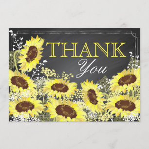 Chalkboard Sunflower Rustic Modern Thank You
