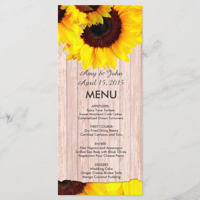 Chalkboard sunflower wedding menu sunflwr4 (Front)