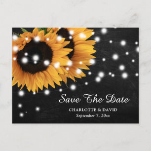 Chalkboard Sunflower Wedding Save The Date Announcement Postcard