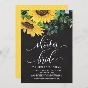 Chalkboard Sunflowers and Eucalyptus Bridal Shower Invitation