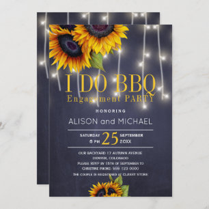 Chalkboard sunflowers engagement i do bbq party invitation