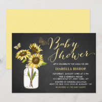 Chalkboard Sunflowers in Mason Jars Baby Shower