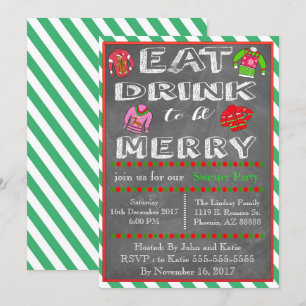Chalkboard Sweater Green Holiday Party Invitation