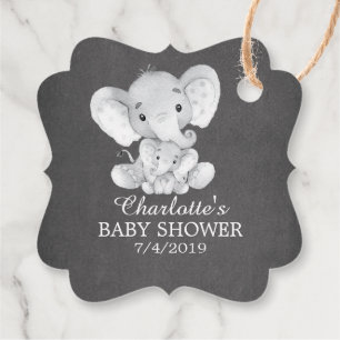 Chalkboard Sweet Elephant Baby Shower Favour Gift Tags