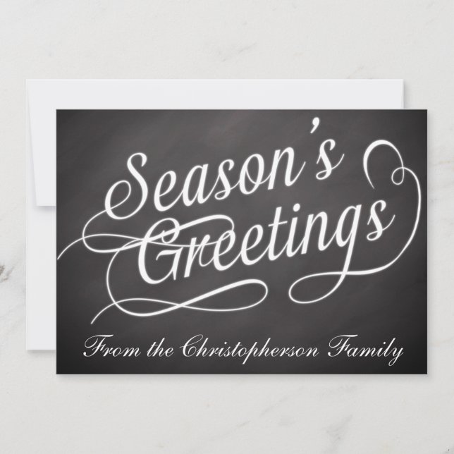 Chalkboard Swirl Season's Greetings Flat Card (Front)