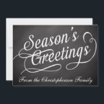 Chalkboard Swirl Season's Greetings Flat Card<br><div class="desc">Slate gray chalkboard with erased effect,  and white swirly text with "Season's Greetings",   Reminiscent of the classroom blackboard with a touch of class and elegant style.</div>