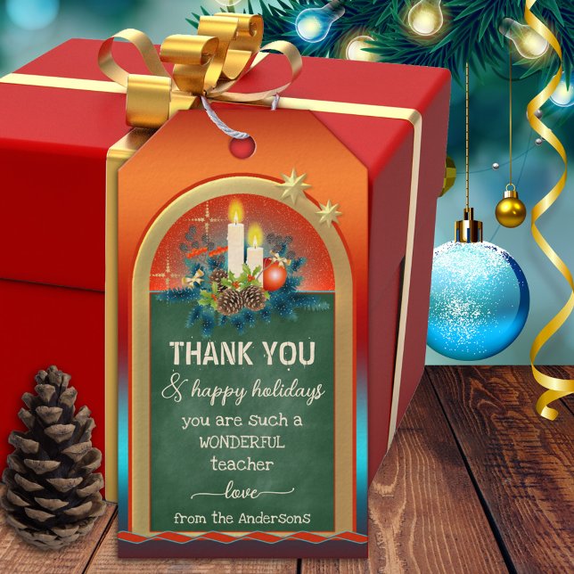 Chalkboard Teacher Christmas Thank You Gift Tag (Creator Uploaded)