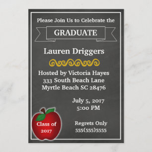 Chalkboard Teacher Graduation Invitation