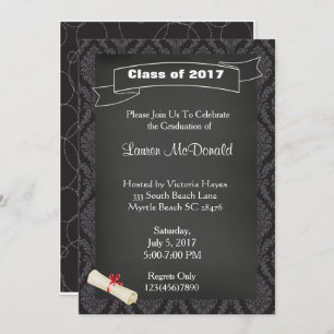 Chalkboard Teacher Graduation Invitation