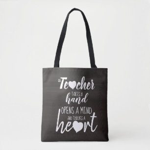 Chalkboard Teacher Inspirational Quote Typography Tote Bag