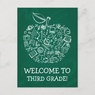 Chalkboard Teachers Apple Postcard